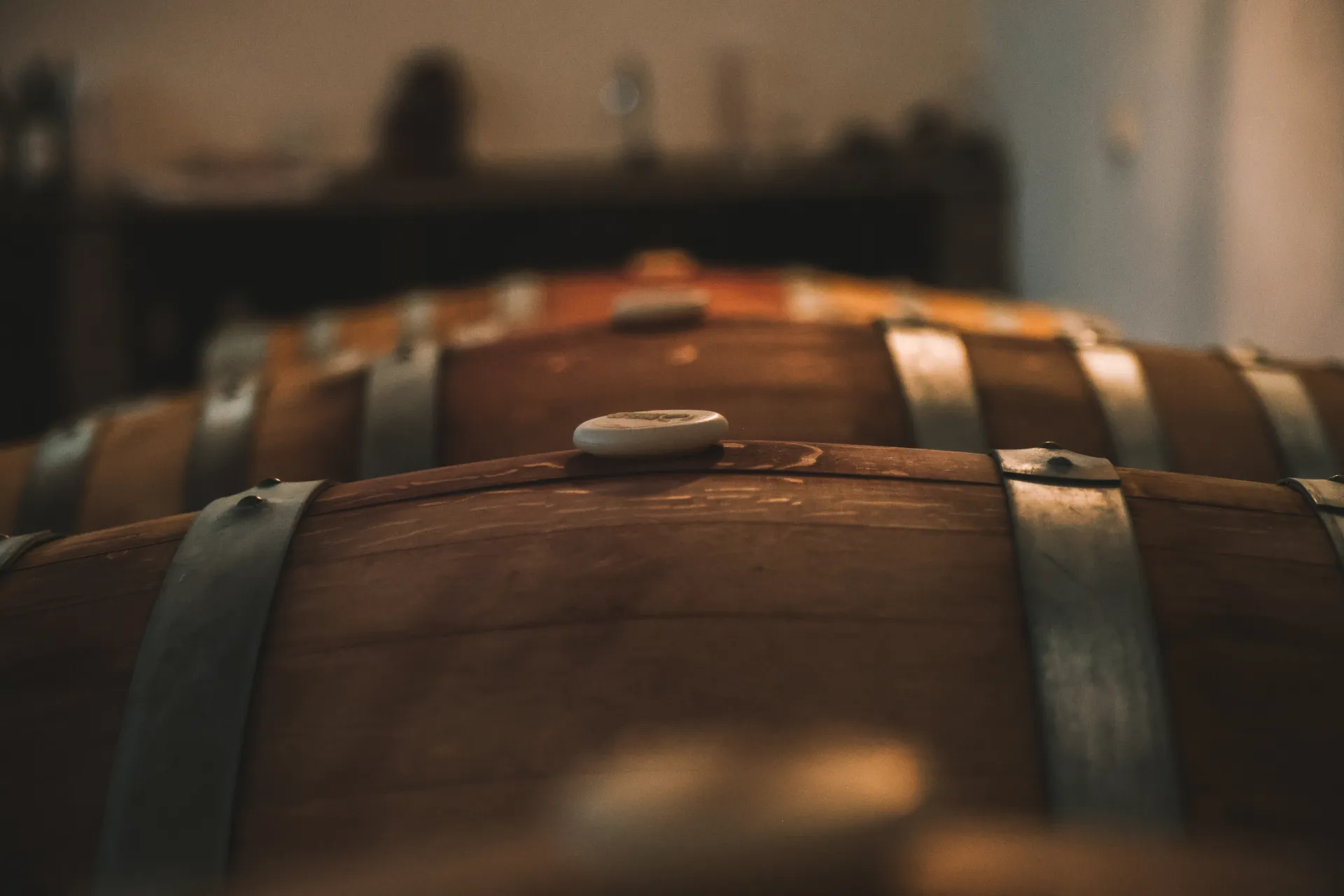 Oak barrel close-up in the Arca Yaco cellar