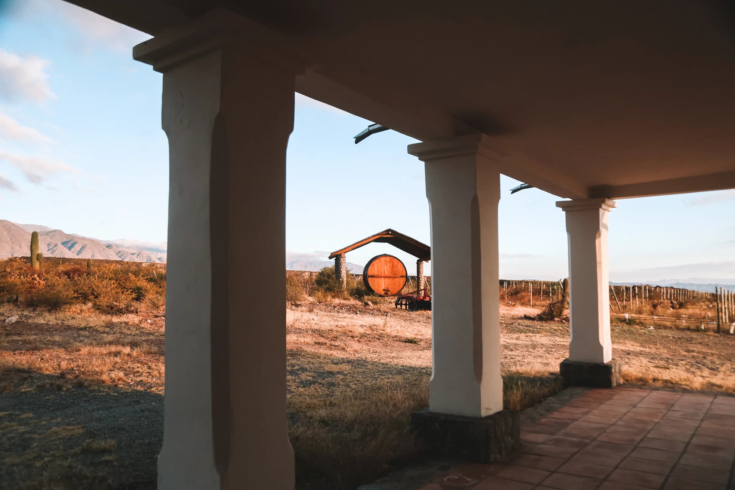 Winery porch overlooking the mountain vineyards